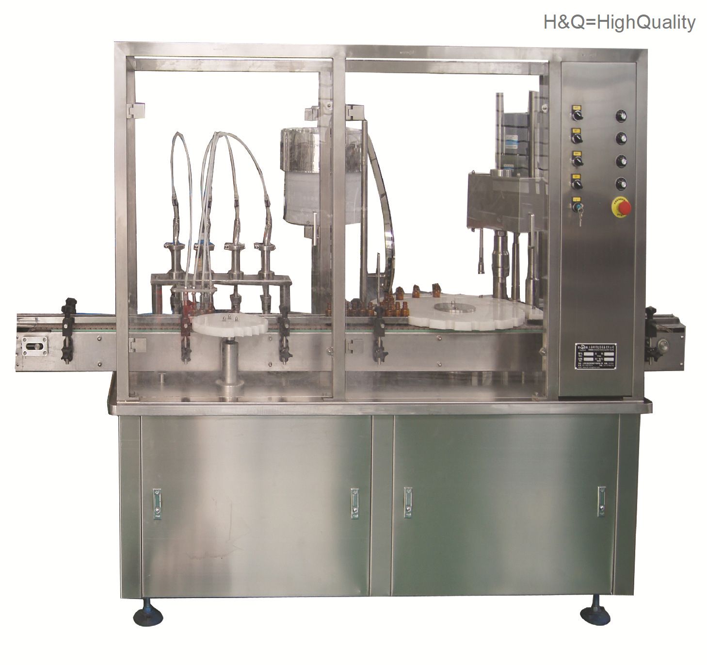 HQ-YGSX10 Automatic liquid Filling-plugging capping machine(10pumps)